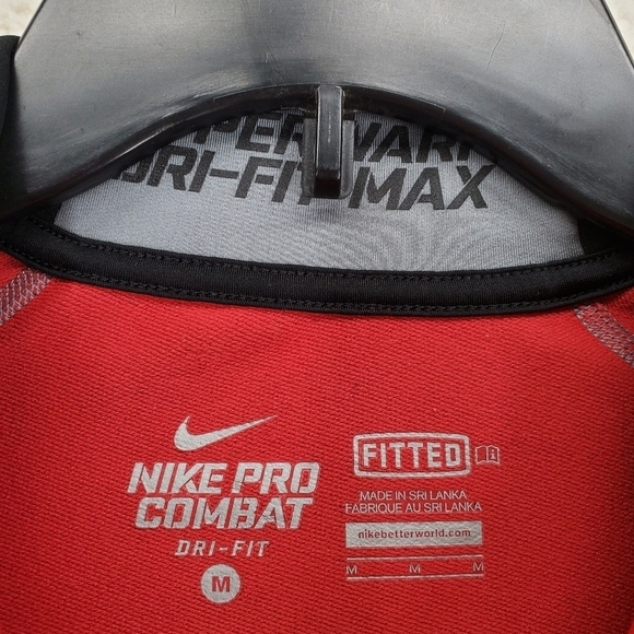 Nike Pro Combat Shirt Mens M Hyperwarm Dri-Fit Max Black Gray 1/4 Zip Fitted L/S - Picture 3 of 13